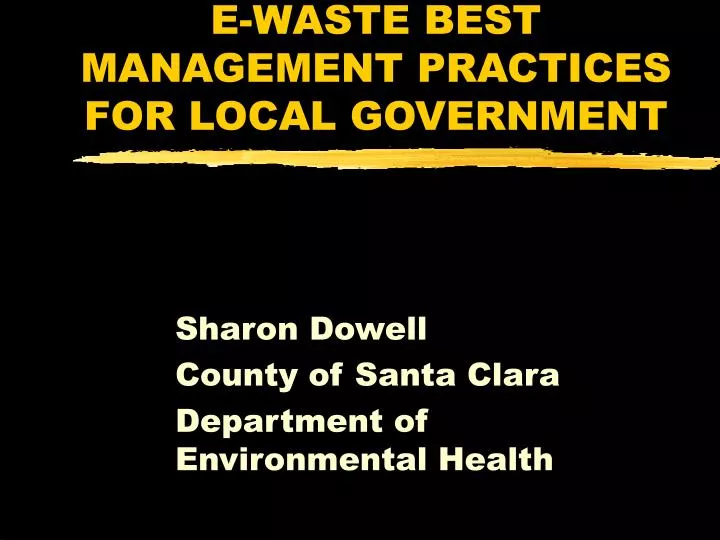 e waste best management practices for local government
