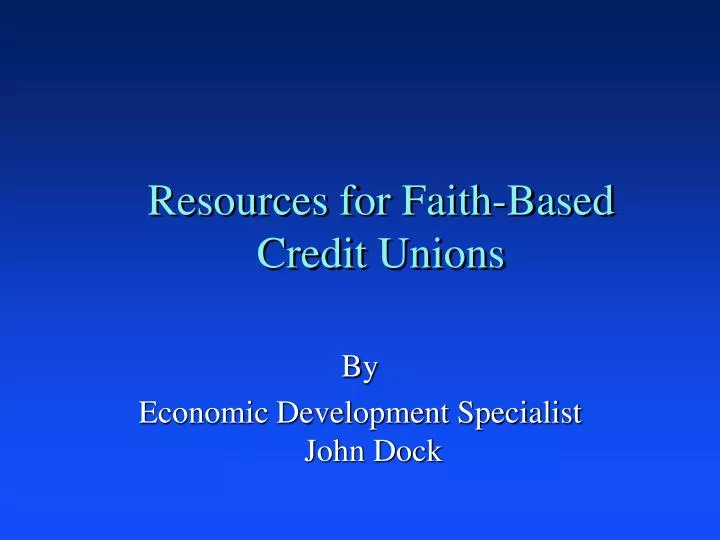 resources for faith based credit unions