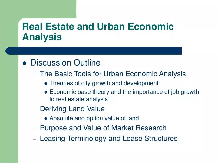 real estate and urban economic analysis