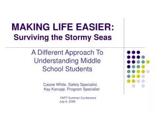 MAKING LIFE EASIER: Surviving the Stormy Seas