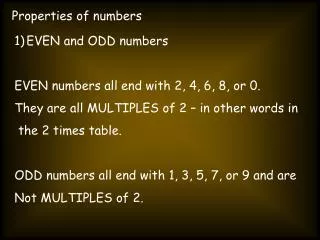 Properties of numbers