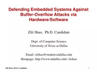 Defending Embedded Systems Against Buffer-Overflow Attacks via Hardware/Software
