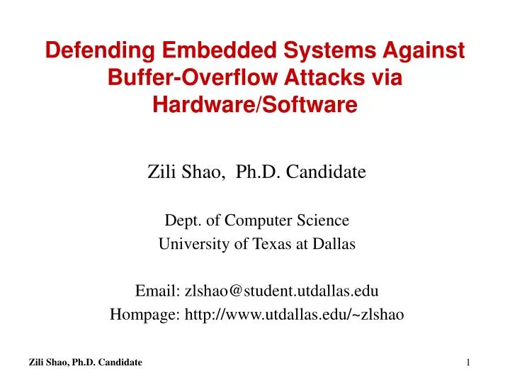 defending embedded systems against buffer overflow attacks via hardware software
