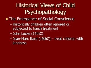Historical Views of Child Psychopathology