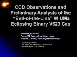 CCD Observations and Preliminary Analysis of the “End-of-the-Line” W UMa Eclipsing Binary V523 Cas