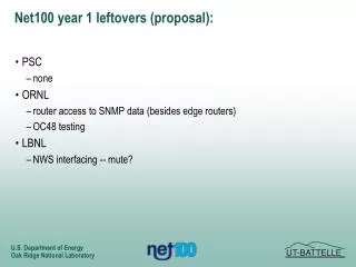 Net100 year 1 leftovers (proposal):