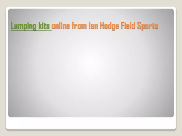 lamping kits online from ian hodge field sports