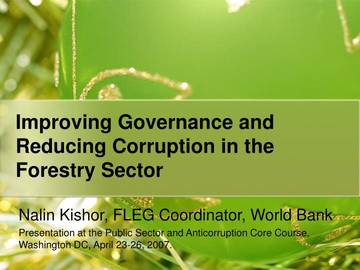 improving governance and reducing corruption in the forestry sector