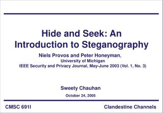 Hide and Seek: An Introduction to Steganography