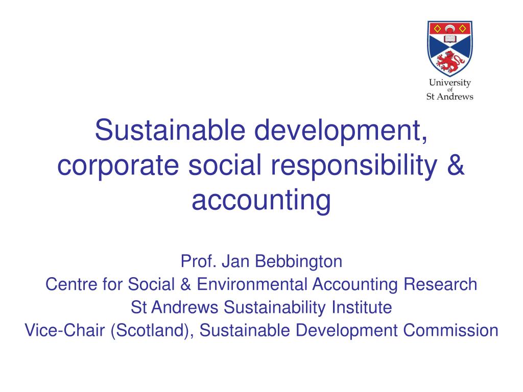 PPT - Sustainable development, corporate social responsibility ...