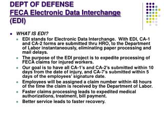 DEPT OF DEFENSE FECA Electronic Data Interchange (EDI)