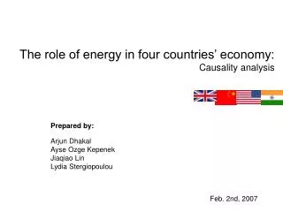 The role of energy in four countries’ economy: Causality analysis