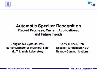 Automatic Speaker Recognition Recent Progress, Current Applications, and Future Trends