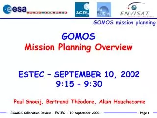 GOMOS Mission Planning Overview