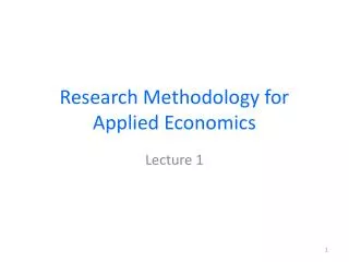 Research Methodology for Applied Economics