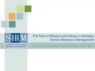 The Role of Mission and Values in Strategic Human Resource Management