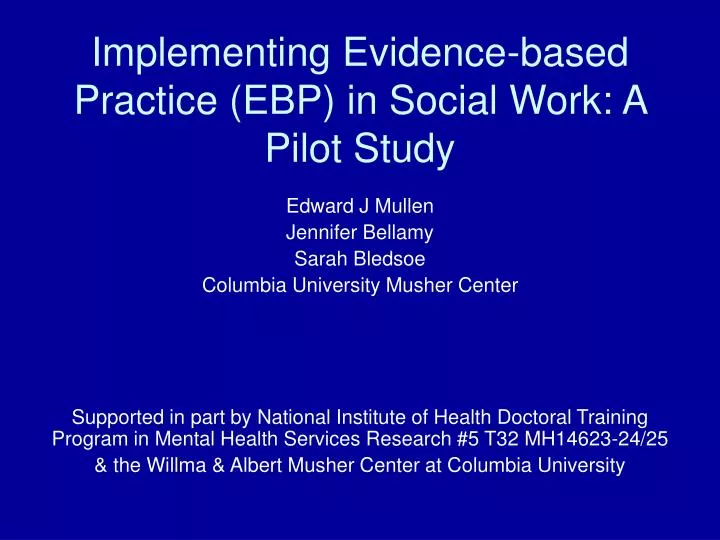 implementing evidence based practice ebp in social work a pilot study