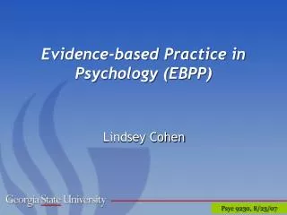 Evidence-based Practice in Psychology (EBPP)