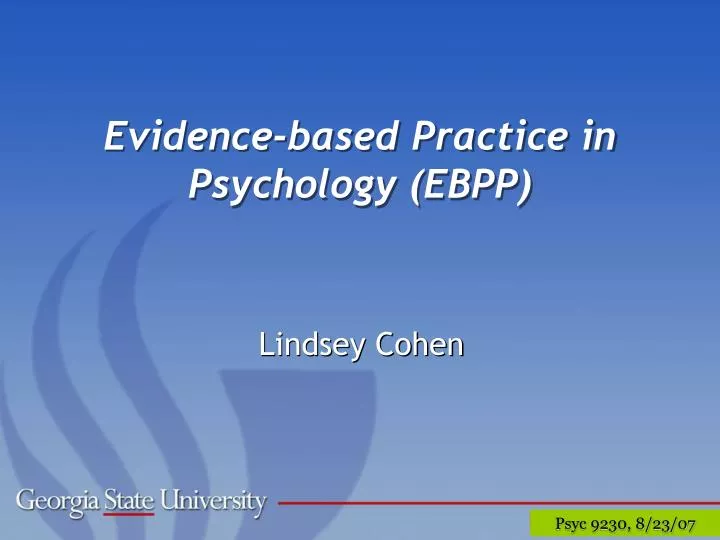 evidence based practice in psychology ebpp