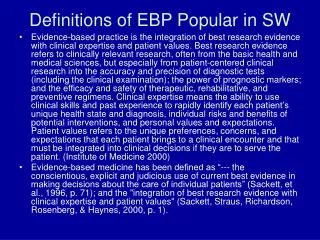 Definitions of EBP Popular in SW