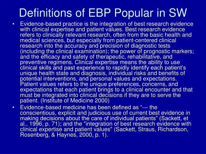 definitions of ebp popular in sw