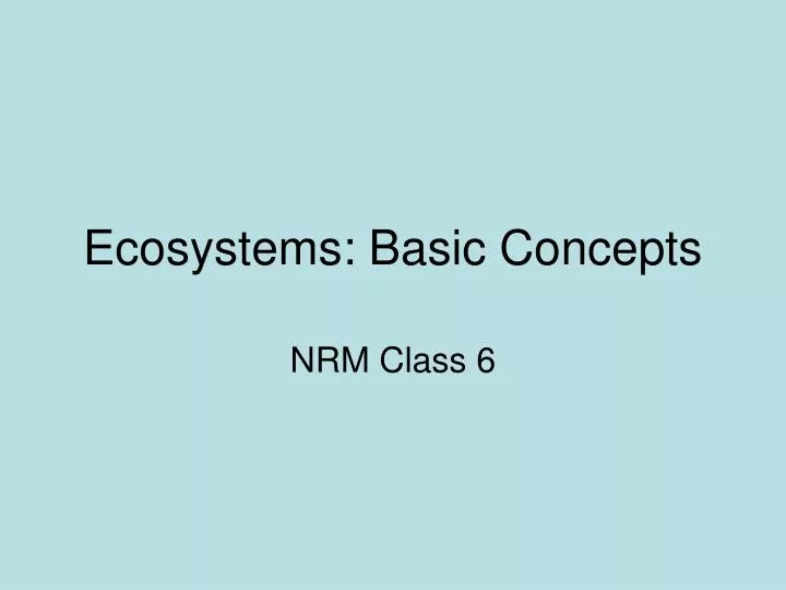 ecosystems basic concepts