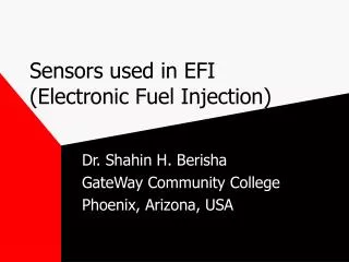 Sensors used in EFI (Electronic Fuel Injection)