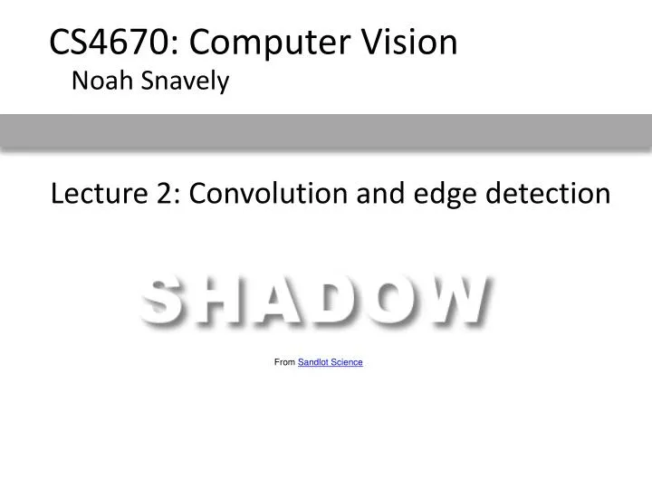 lecture 2 convolution and edge detection