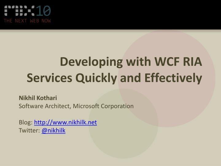 developing with wcf ria services quickly and effectively