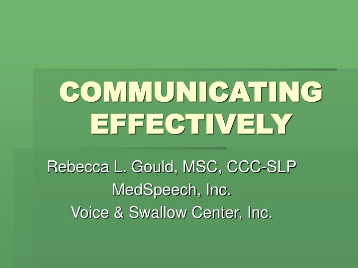 communicating effectively