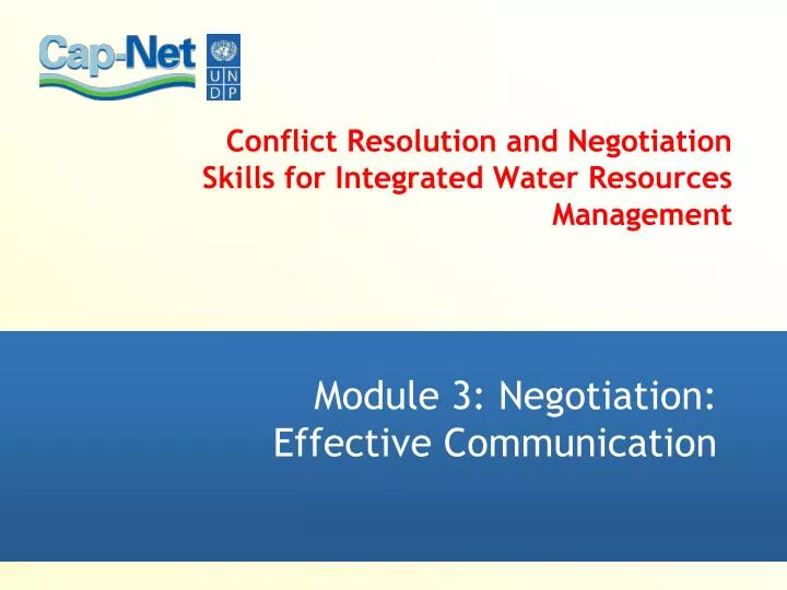 conflict resolution and negotiation skills for integrated water resources management