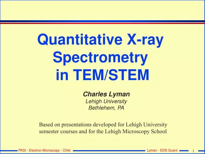 quantitative x ray spectrometry in tem stem