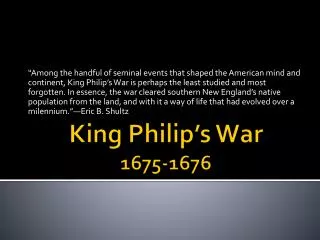 King Philip’s War 1675-1676