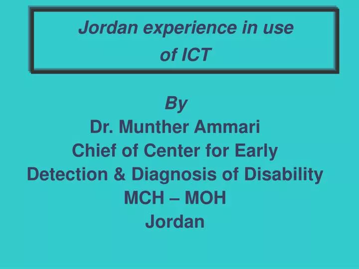 jordan experience in use of ict