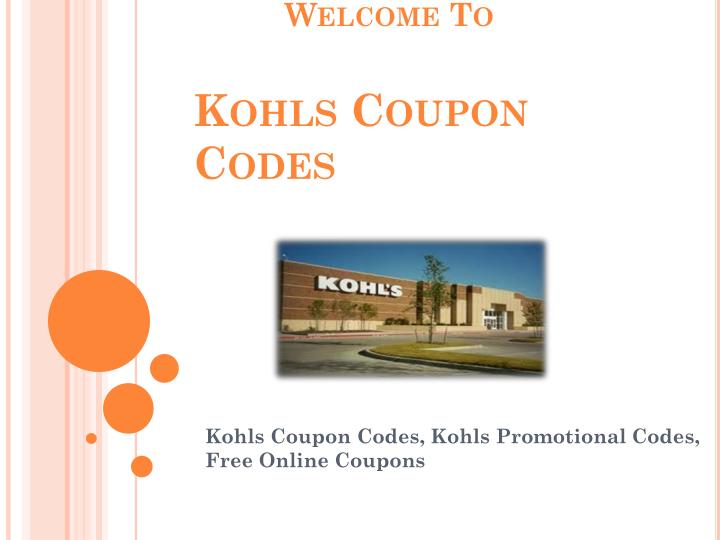 welcome to kohls coupon codes