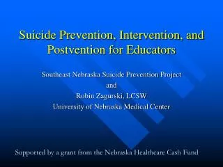 Suicide Prevention, Intervention, and Postvention for Educators