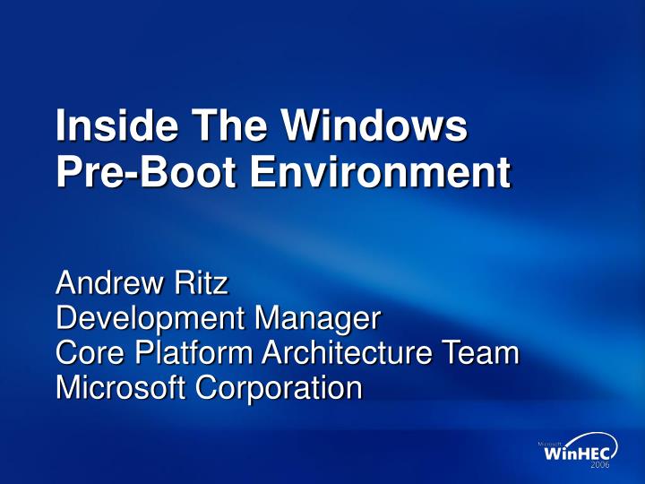 inside the windows pre boot environment