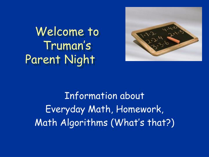 welcome to truman s parent night