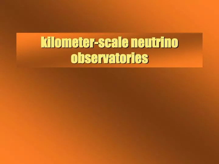 kilometer scale neutrino observatories