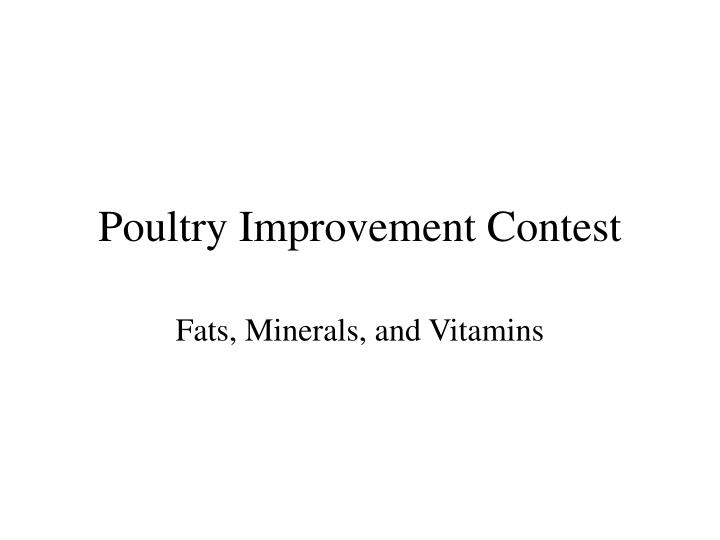 poultry improvement contest