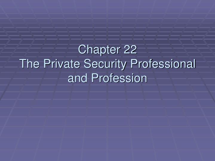 chapter 22 the private security professional and profession
