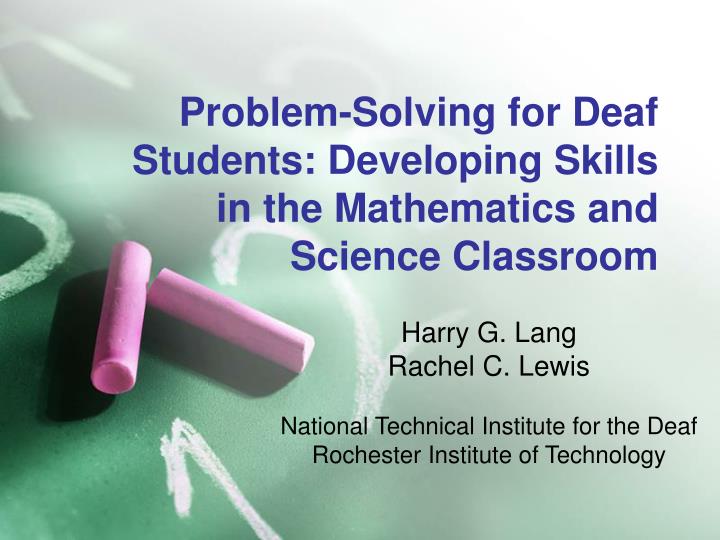 problem solving for deaf students developing skills in the mathematics and science classroom