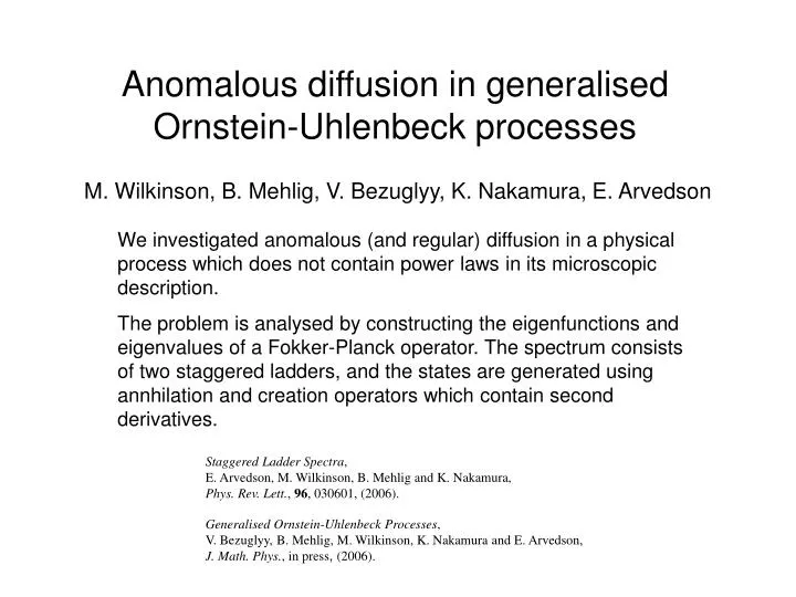 anomalous diffusion in generalised ornstein uhlenbeck processes