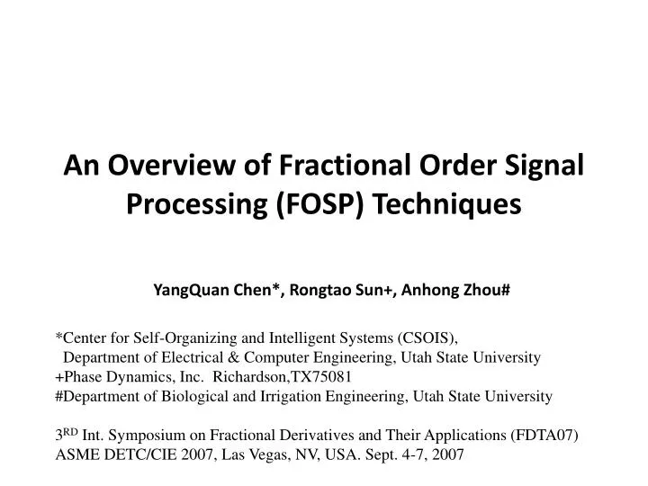 an overview of fractional order signal processing fosp techniques