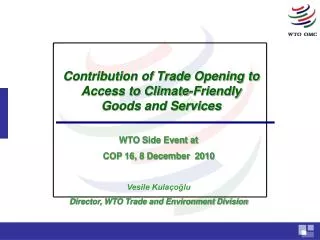 Contribution of Trade Opening to Access to Climate-Friendly Goods and Services