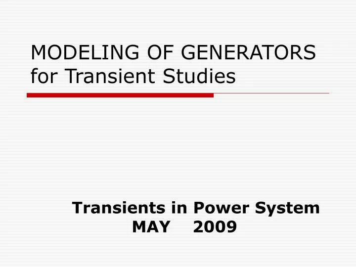 modeling of generators for transient studies
