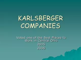 KARLSBERGER COMPANIES