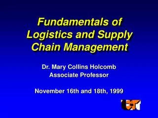 Fundamentals of Logistics and Supply Chain Management