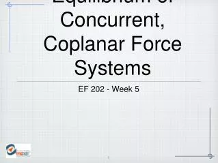 Equilibrium of Concurrent, Coplanar Force Systems