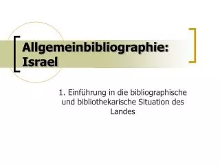 Allgemeinbibliographie: Israel